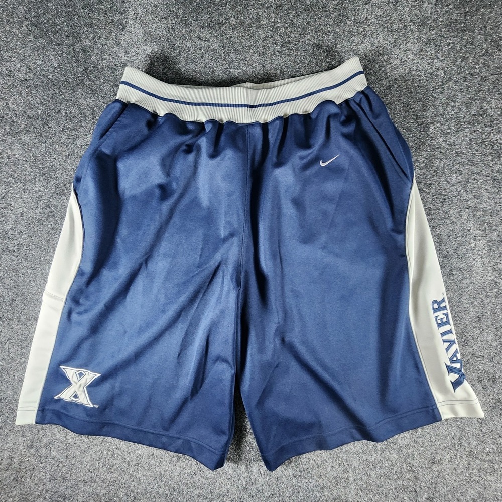 XAVIER MUSKETEERS Nike Retro Basketball Shorts Navy Blue & Gray Men's‎ Size 2XL